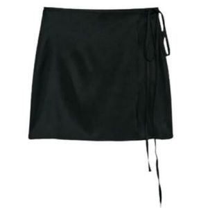 Zara Black Satin Tie Skirt